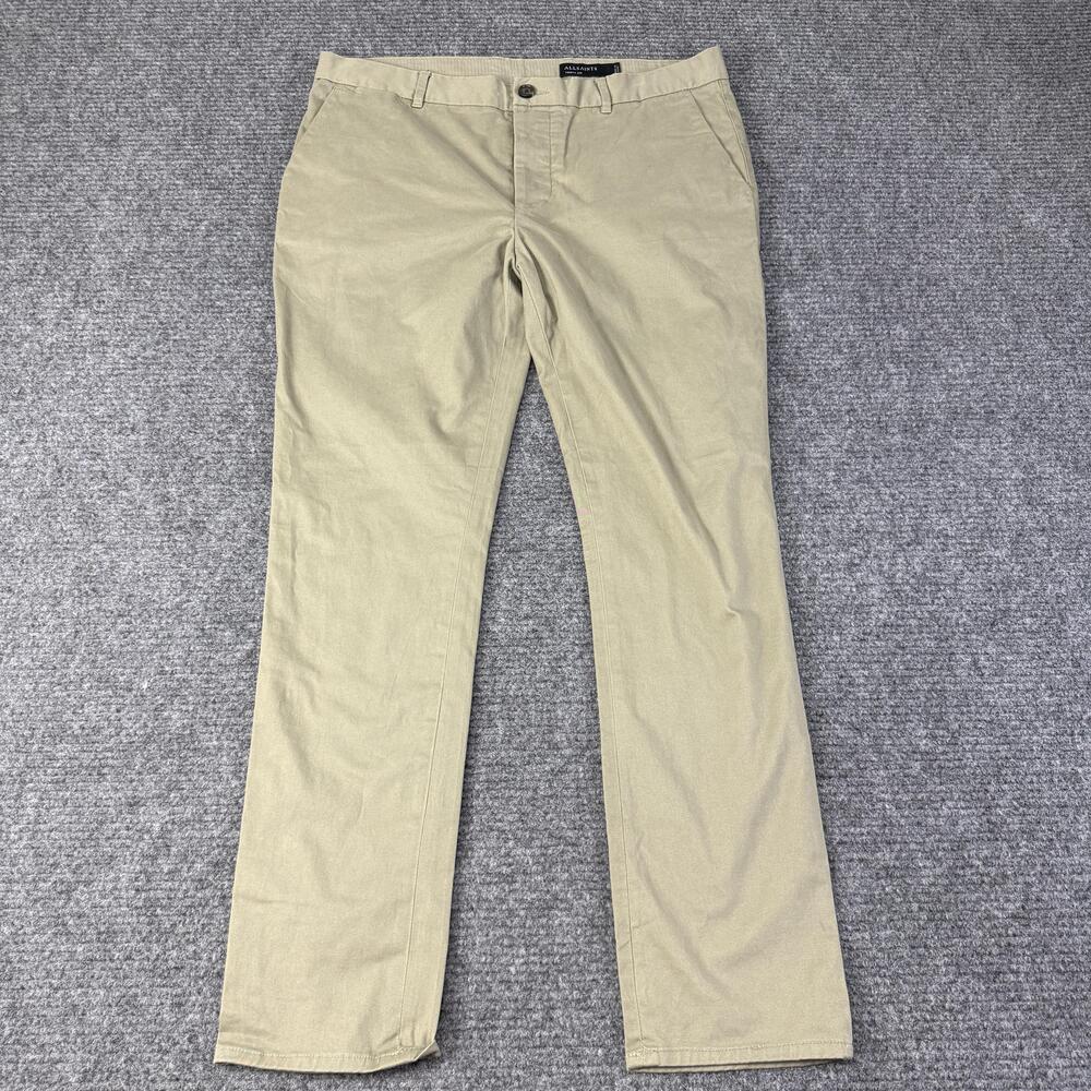 AllSaints Pants Mens 36x31 Beige Park Chino Straight Leg Stretch Casual Khaki